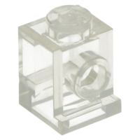 LEGO kocka 1x1 oldalán egy bütyökkel (headlight), átlátszó (4070)