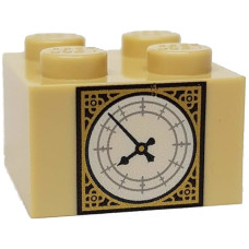 LEGO kocka 2×2 óra mintával, sárgásbarna (29810)