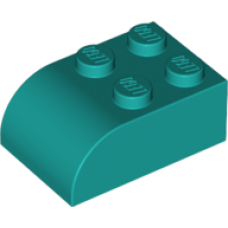 LEGO kocka 2x3 egyik oldala íves, sötét türkizkék (6215)