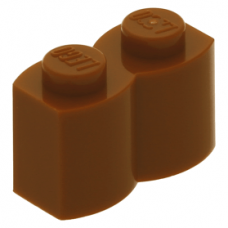 LEGO kocka 1x2 módosított farönk alakú, sötét narancssárga (30136) --- Debrecenben raktáron!
