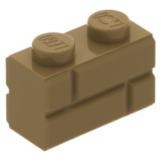 LEGO kocka 1x2 módosított tégla mintás, sötét sárgásbarna (98283) --- Debrecenben raktáron!