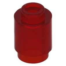 LEGO henger 1x1, átlátszó piros (3062b)