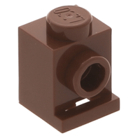 LEGO kocka 1x1 oldalán egy bütyökkel (headlight), vörösesbarna (4070)