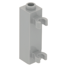 LEGO kocka 1x1x3 egy oldalán kettő fogóval, világosszürke (60583b)