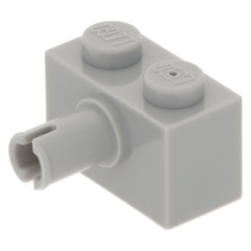 LEGO kocka 1x2 egy oldalán pin csatlakozóval, világosszürke (2458/44865)