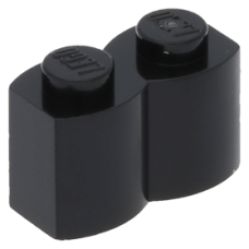 LEGO kocka 1x2 módosított farönk alakú, fekete (30136)