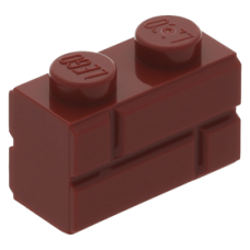 LEGO kocka 1x2 módosított tégla mintás, sötétpiros (98283) LEGO kocka 1x2 módosított tégla mintás, sötétpiros (98283)