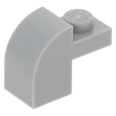 LEGO kocka 1x2×1/3 ívelt, világosszürke (6091)