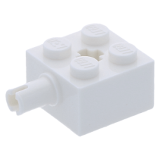 LEGO kocka 2x2 egyik oldalán pin csatlakozóval, fehér (6232)