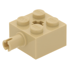 LEGO kocka 2x2 egyik oldalán pin csatlakozóval, sárgásbarna (6232)