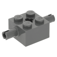 LEGO kocka 2x2 két oldalán pin csatlakozóval, sötétszürke (30000)