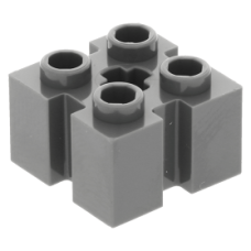 LEGO kocka 2x2 minden oldalán bevágással tetején tengely lyukkal, sötétszürke (90258)