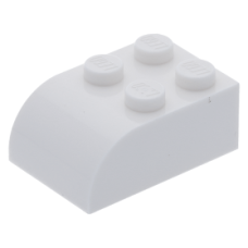 LEGO kocka 2x3 egyik oldala íves, fehér (6215)