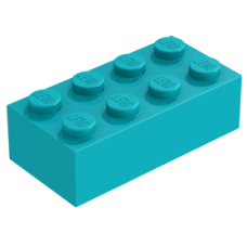 LEGO kocka 2x4, sötét türkizkék (3001)