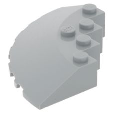 LEGO kocka kör alakú negyed 6x6 kivágásokkal és lejtős oldallal, világosszürke (95188)