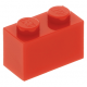 LEGO kocka 1x2, piros (3004)