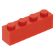 LEGO kocka 1x4, piros (3010)