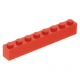 LEGO kocka 1x8, piros (3008)