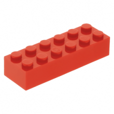 LEGO kocka 2x6, piros (2456)