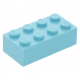 LEGO kocka 2x4, közép azúrkék (3001)