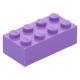 LEGO kocka 2x4, közép levendulalila (3001)