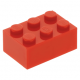 LEGO kocka 2x3, piros (3002)