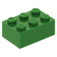 LEGO kocka 2x3, zöld (3002)