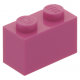 LEGO kocka 1x2, sötét rózsaszín (3004)