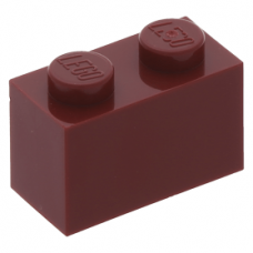 LEGO kocka 1x2, sötétpiros (3004)