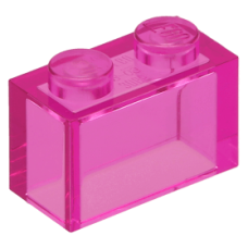 LEGO kocka 1x2, átlátszó sötétrózsaszín (3065)