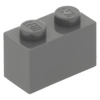 LEGO kocka 1x2, sötétszürke (3004)