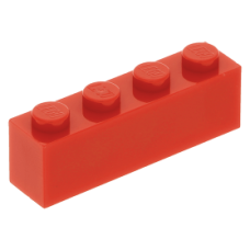 LEGO kocka 1×4, piros (3010)