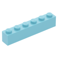 LEGO kocka 1x6, közép azúrkék (3009)