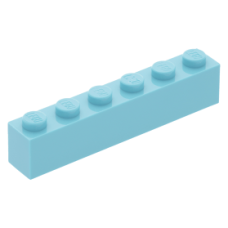 Eredeti, új LEGO kocka 1x6, közép azúrkék (3009) - alapvető építőelem, alkatrész