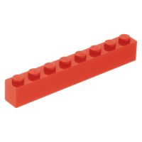 LEGO kocka 1x8, piros (3008)