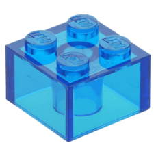 LEGO kocka 2x2, átlátszó sötétkék (3003)