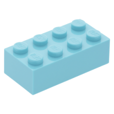LEGO kocka 2x4, közép azúrkék (3001)