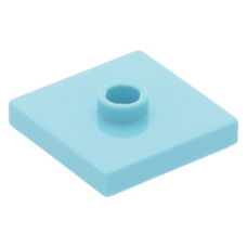 LEGO lapos elem 1 bütyökkel középen 2×2, közép azúrkék (87580)