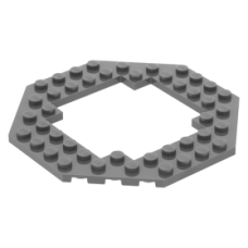 LEGO lapos elem 10x10 nyolcszögű középen nyitott, sötétszürke (6063)
