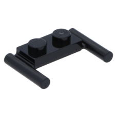 LEGO lapos elem 1x2 2 db fogantyúval, fekete (3839b)