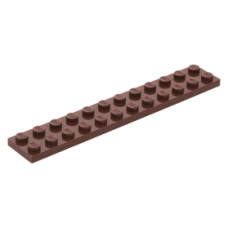 LEGO lapos elem 2x12, vörösesbarna (2445)