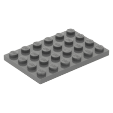 Eredeti, új LEGO lapos elem 4×6, sötétszürke (3032) - nélkülözhetetlen építőelem, alkatrész