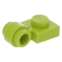 LEGO lapos elem 1x1 gyűrűs oldalán két bütyökkel, lime (4081b)