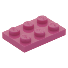 LEGO lapos elem 2x3, sötét rózsaszín (3021)