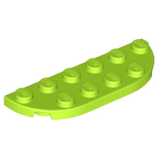 LEGO lapos elem 2×6 hosszú oldalán lekerekített sarkokkal, lime (18980)