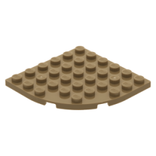 LEGO lapos elem lekerekített sarokkal 6x6, sötét sárgásbarna (6003)