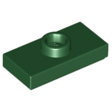 LEGO lapos elem 1 bütyökkel középen 1×2, sötétzöld (15573)