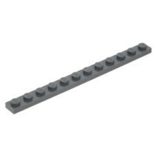 LEGO lapos elem 1x12, sötétszürke (60479)