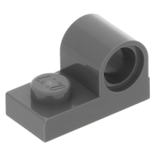 LEGO lapos elem 1×2 tetején pin csatlakozóval, sötétszürke (11458)