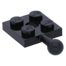 Eredeti, új LEGO lapos elem 2×2 középen lyukkal egyik oldalán golyóval, fekete (15456) - nélkülözhetetlen építőelem, alkatrész